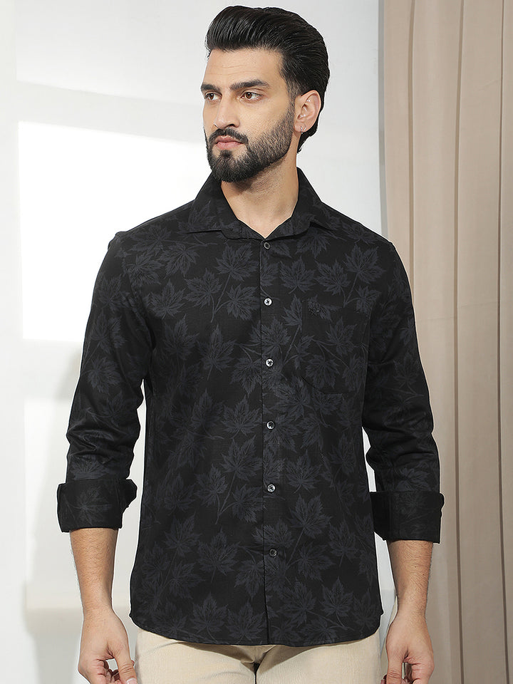Black Floral Print Shirt