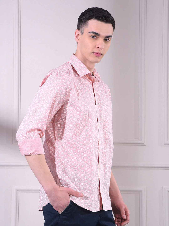 Peach Floral Print Shirt