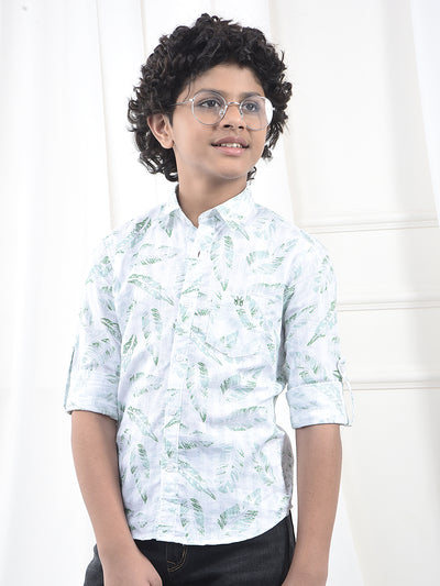 Green Floral Print 100% Cotton Shirt