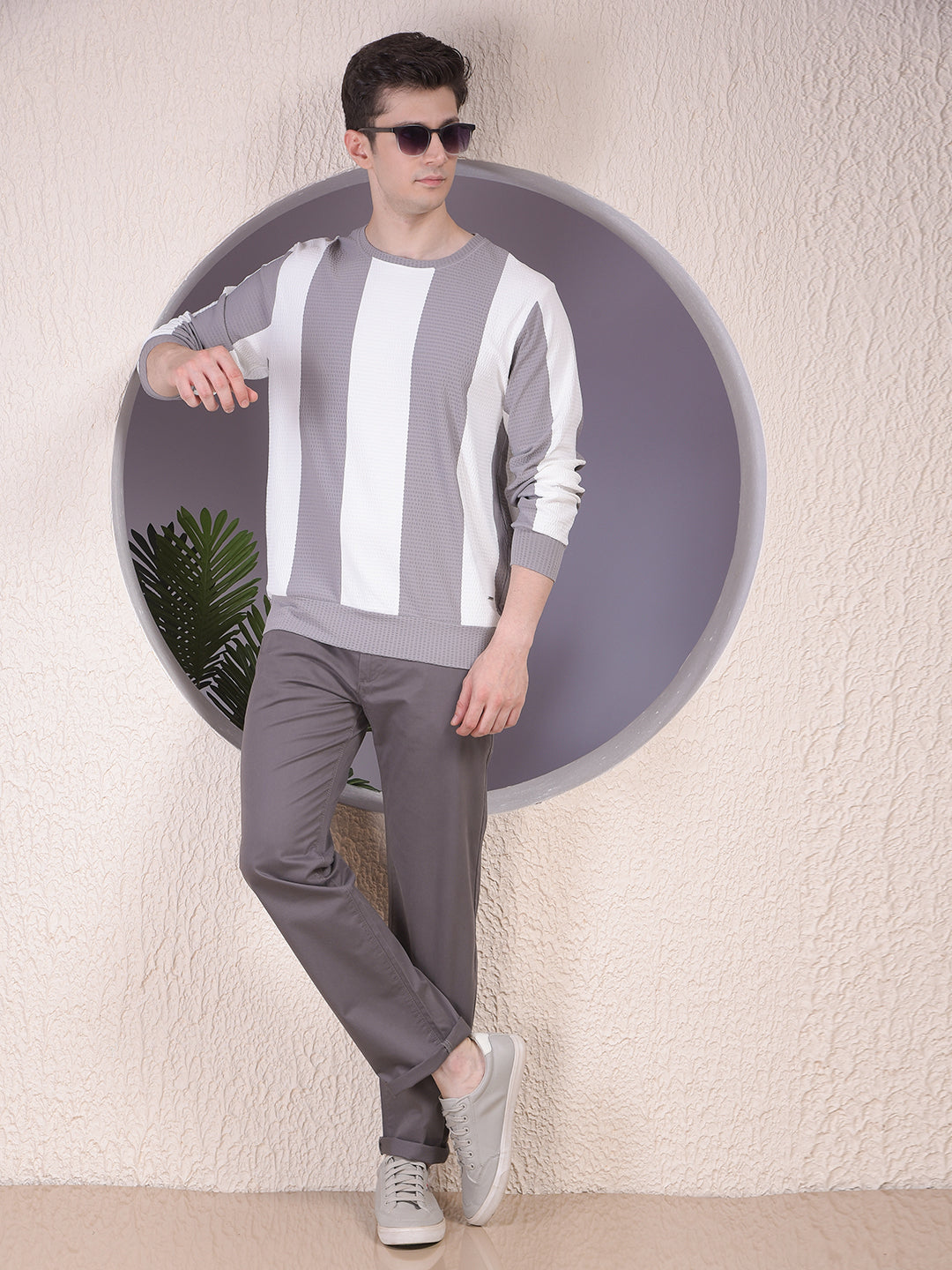 Grey Vertical Stripes Sweatshirt