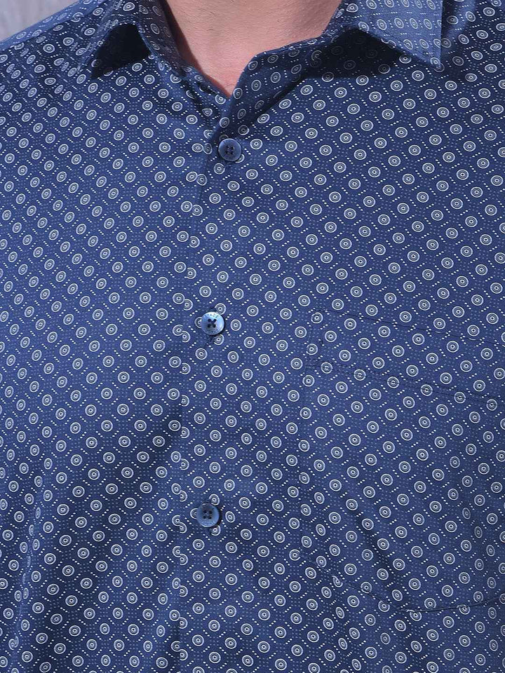 Navy Blue Printed Shirt