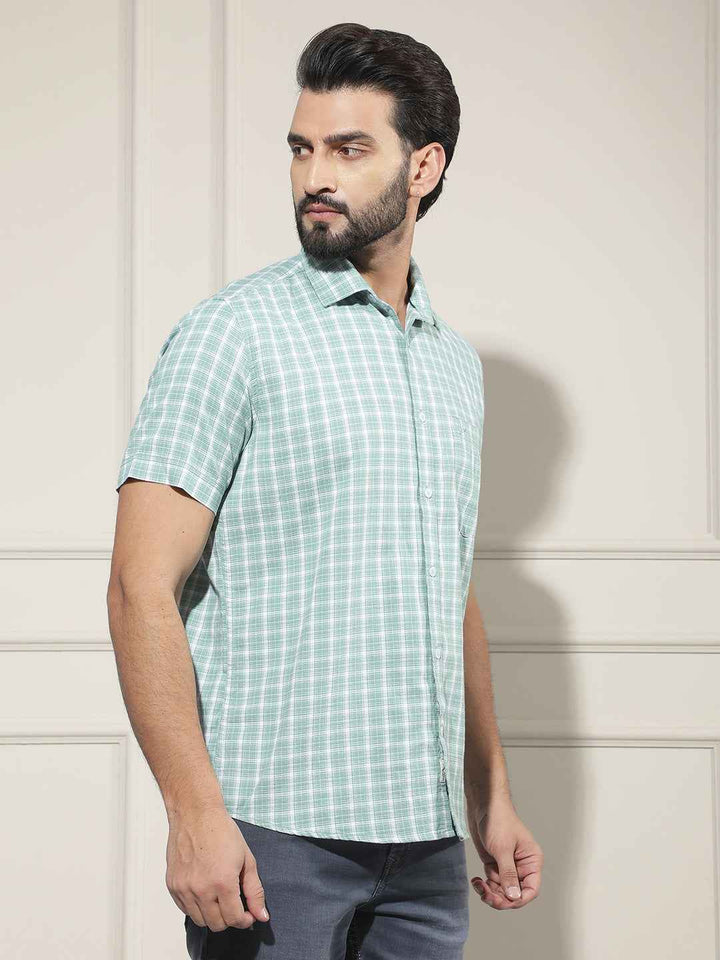 Green Checked 100% Cotton Shirt