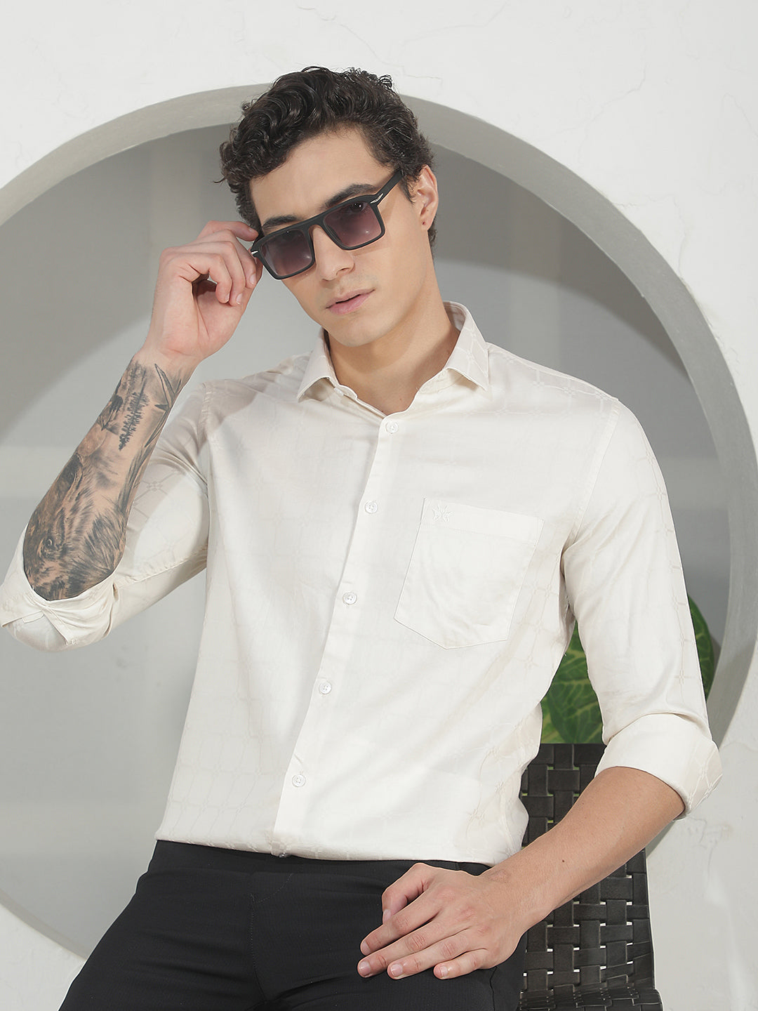 Signature Dune Beige Jacquard Shirt