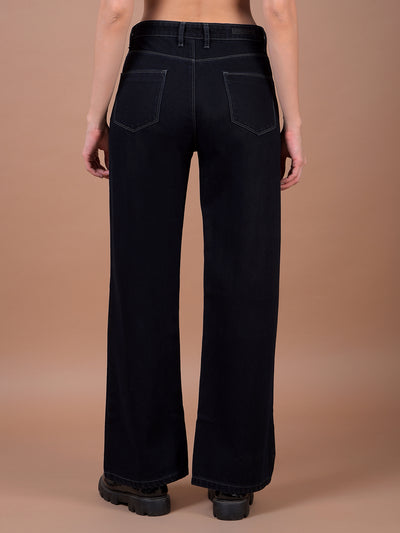 Black Wide Leg 100% Cotton Jeans