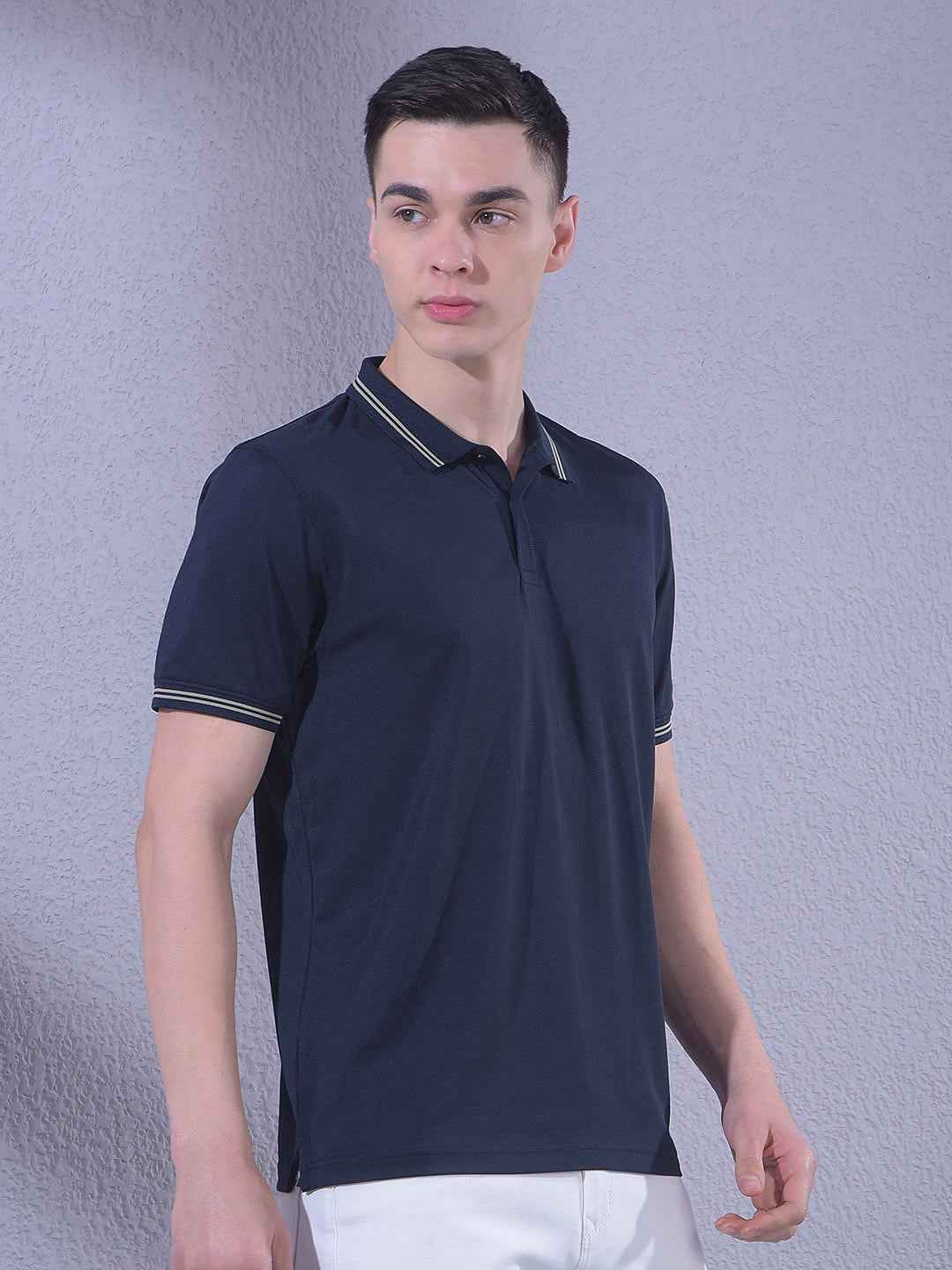 Navy Blue Polo Neck T-Shirt