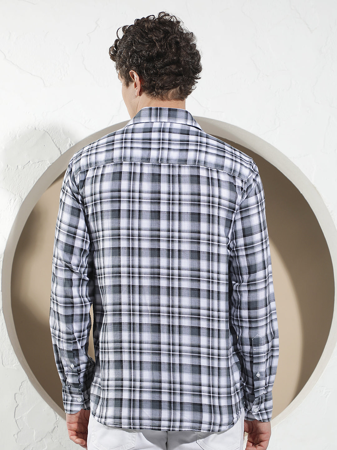 Grey Checked 100% Cotton Shirt