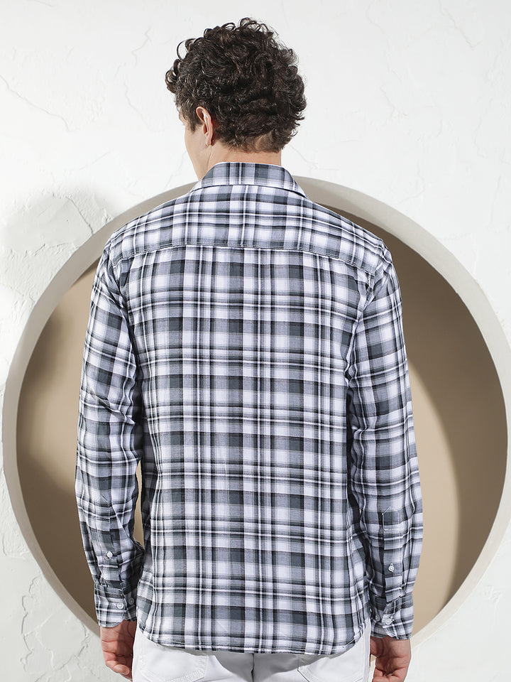Grey Checked 100% Cotton Shirt