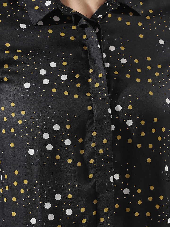 Black Printed Modal Shirt