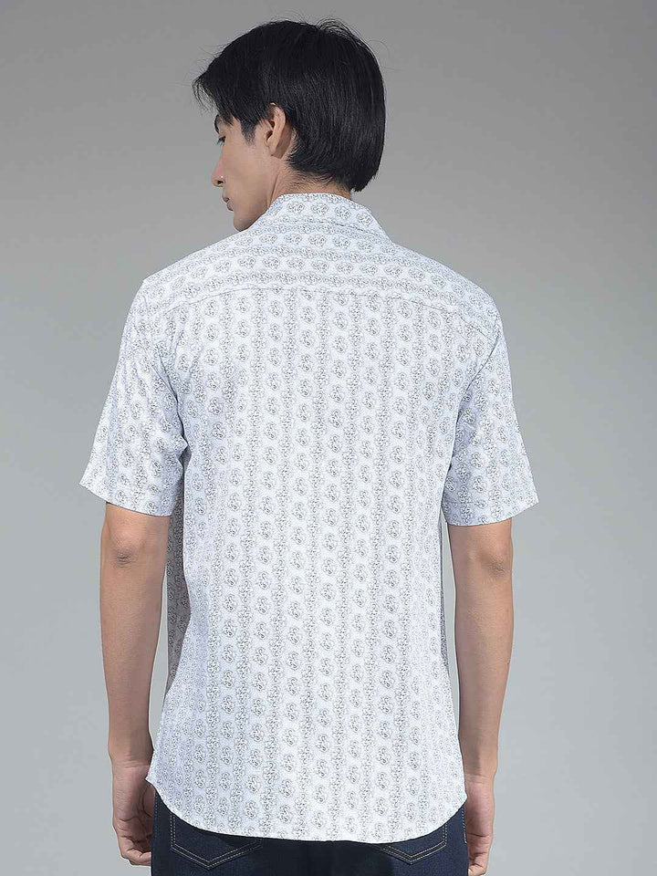 White Graphic Print Shirt