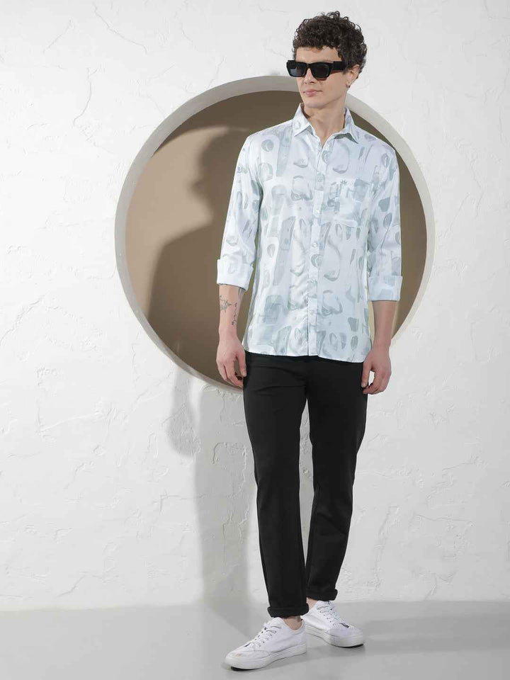 Mist Grey Printed Shirt