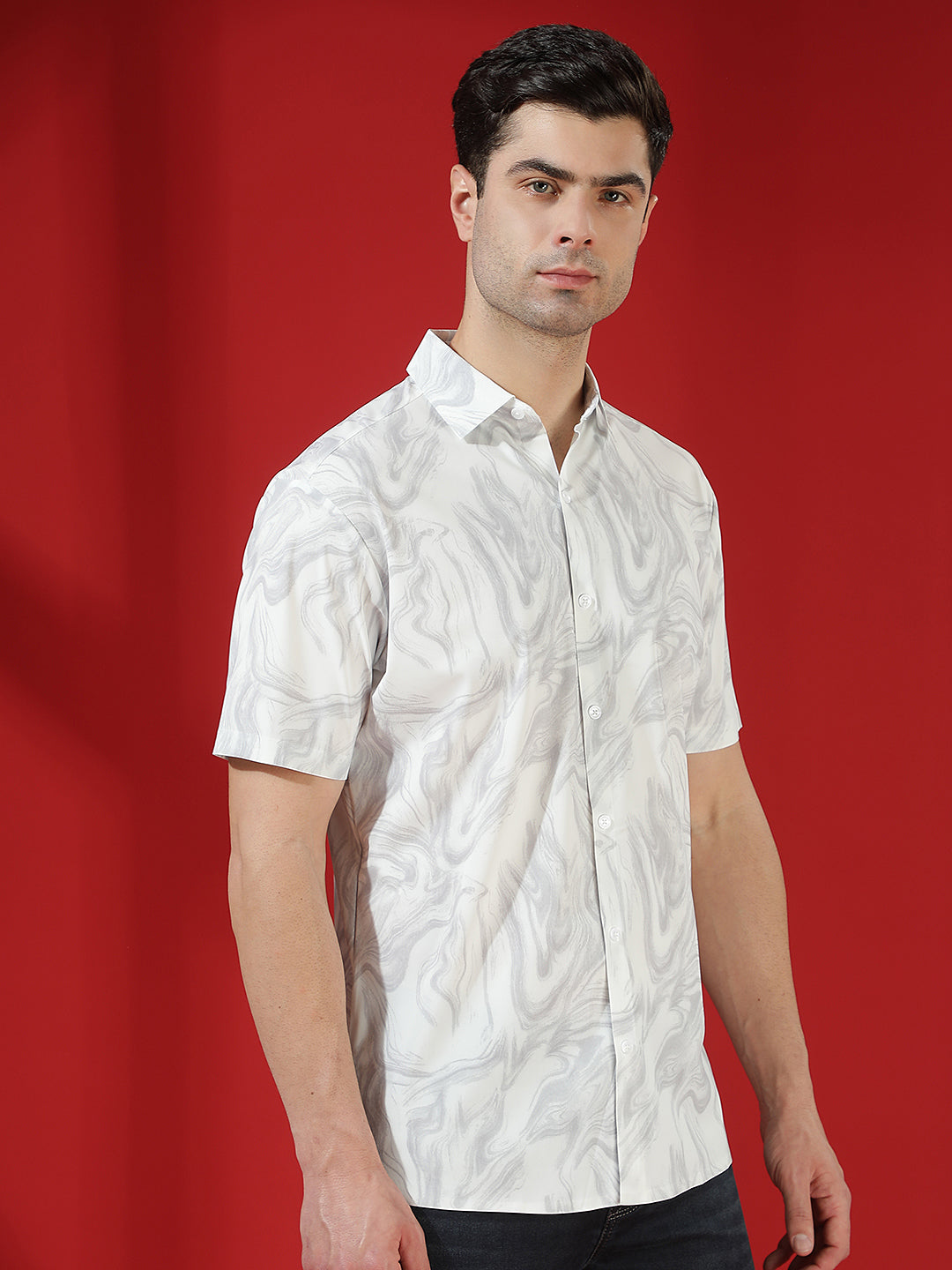 Grey Abstract Print Shirt