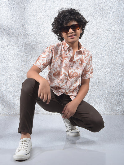 Brown Floral Print Shirt