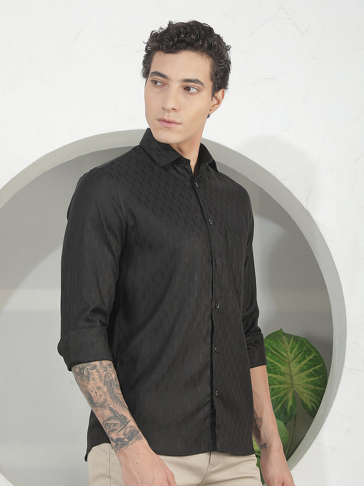 Refined Midnight Black Jacquard Shirt