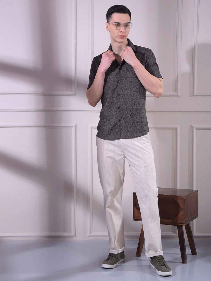 Grey Floral Print Shirt