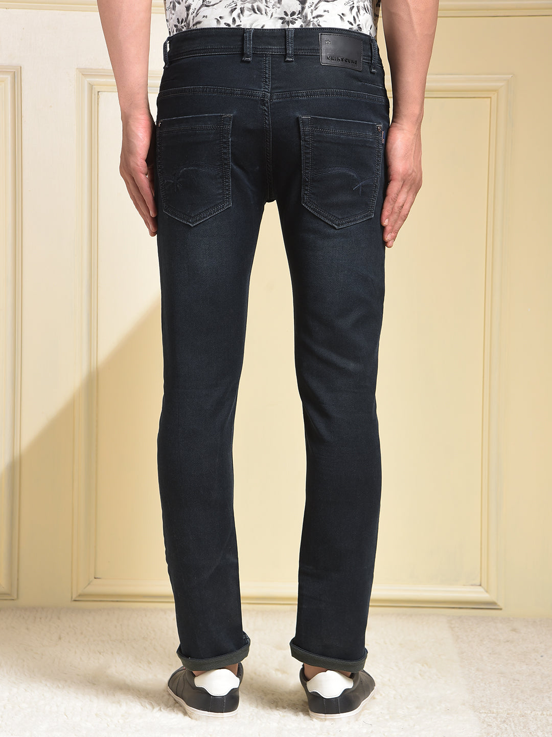 Mid-Wash Skinny Fit Black Jeans