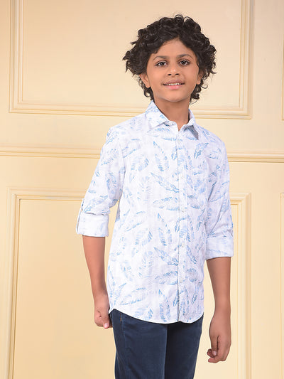 Blue Floral Print 100% Cotton Shirt