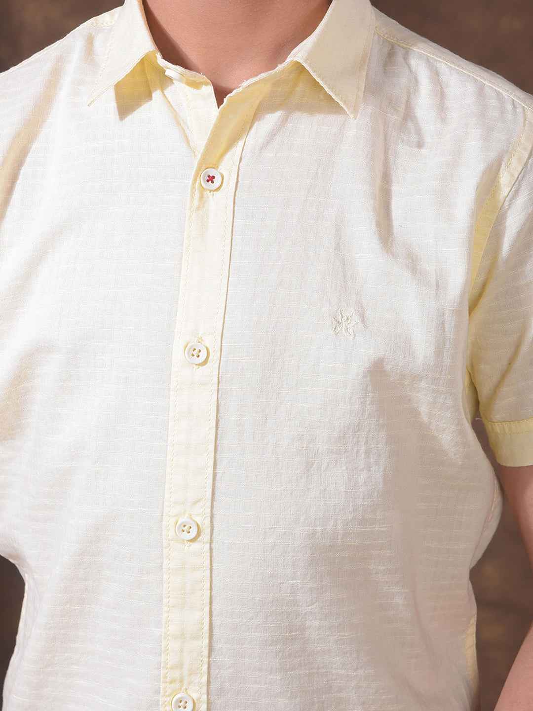 Yellow Textured Casual Shirt