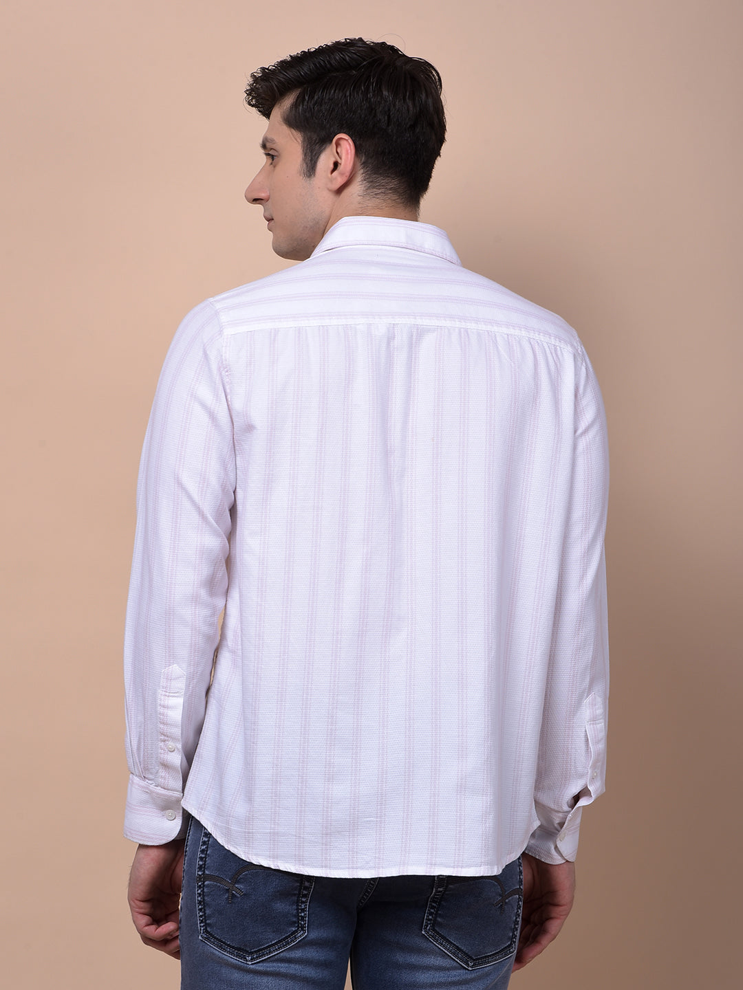 Pink Vertical Stripes 100% Cotton Shirt
