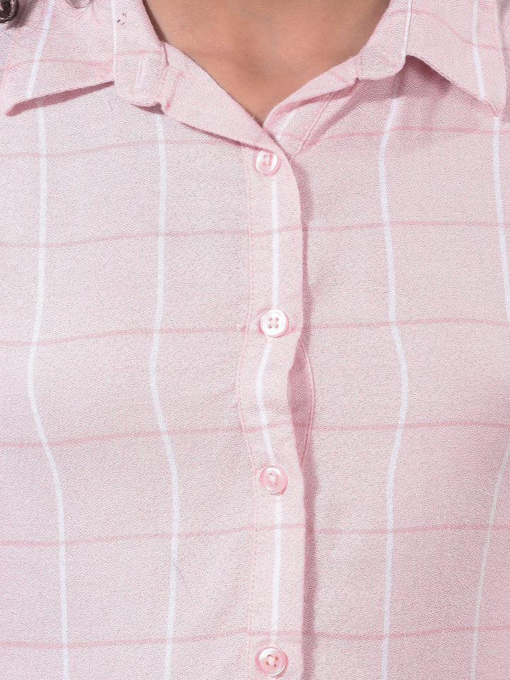 Pink Checked Cropped Shirt
