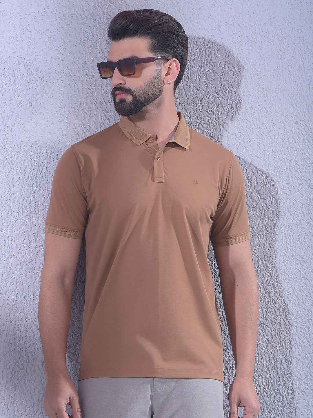 Brown Polo Neck T-Shirt