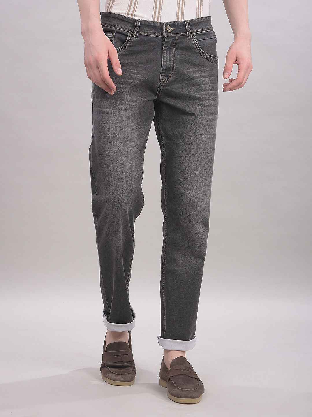 RiseMocha Brown Straight Jeans