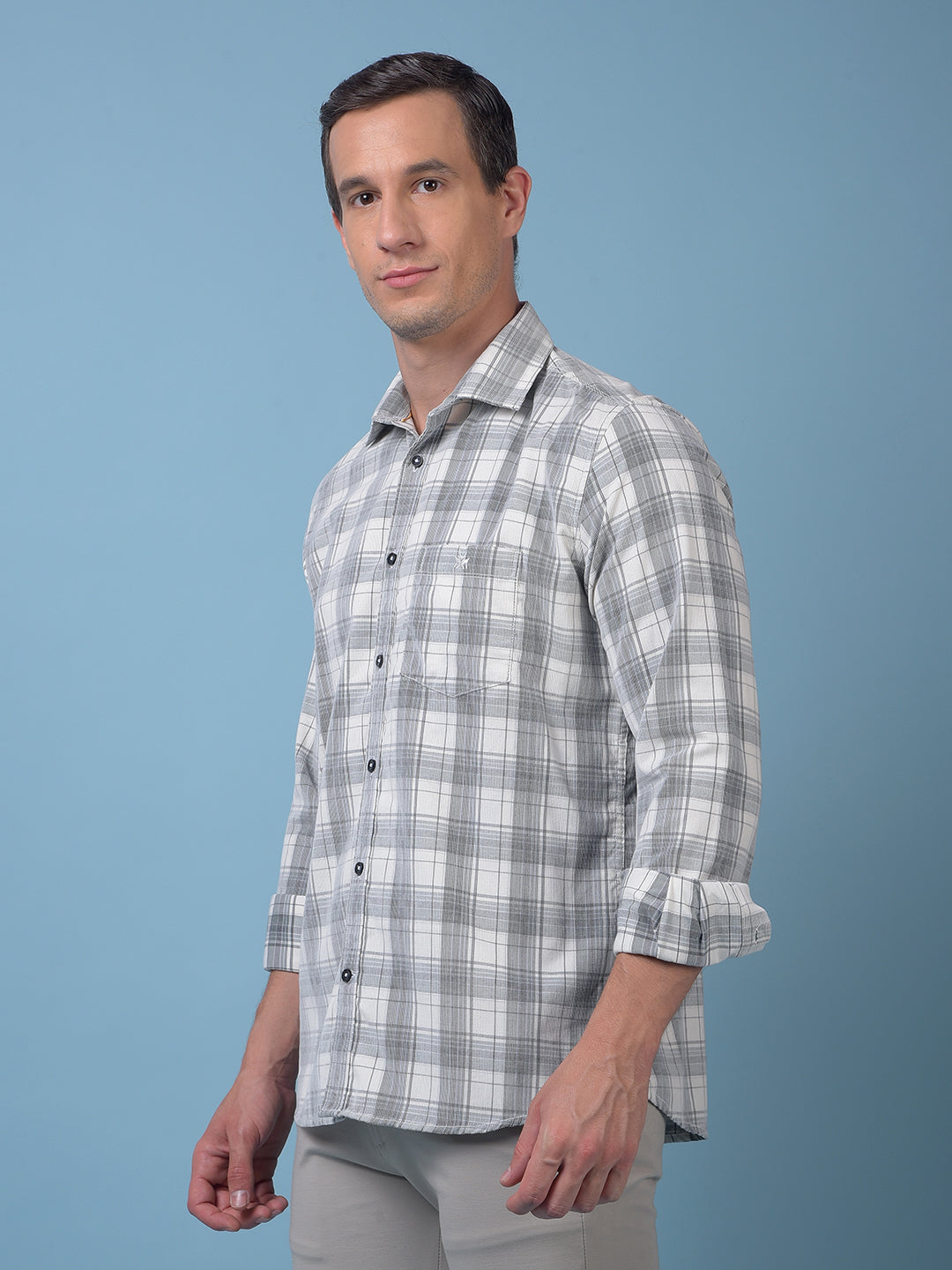 White Checked Corduroy Shirt