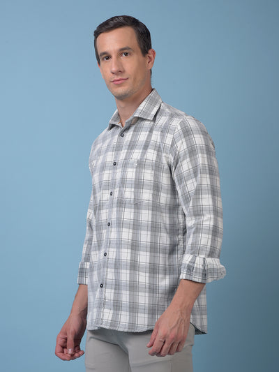 White Checked Corduroy Shirt