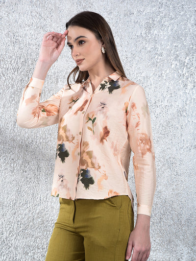 Peach Floral Print Shirt