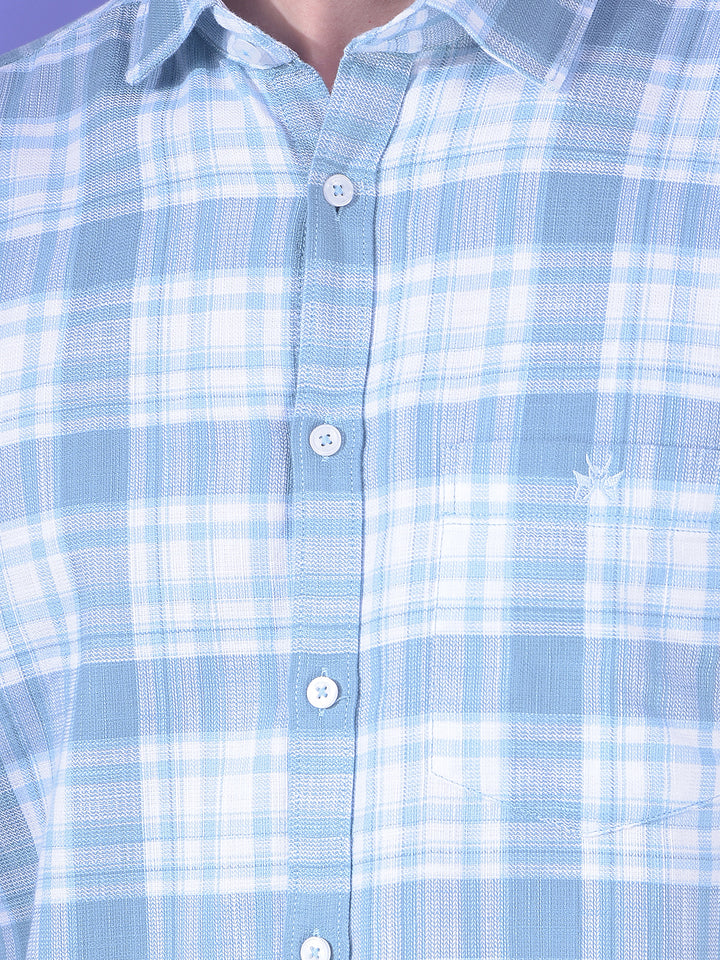 Blue Checked 100% Cotton Shirt