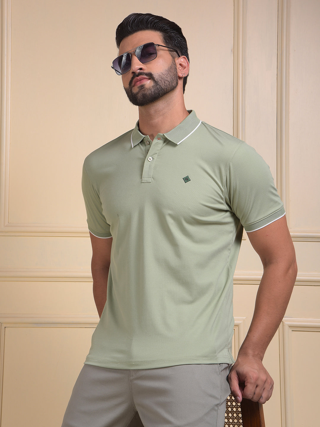 Modish Green Polo Neck T-Shirt