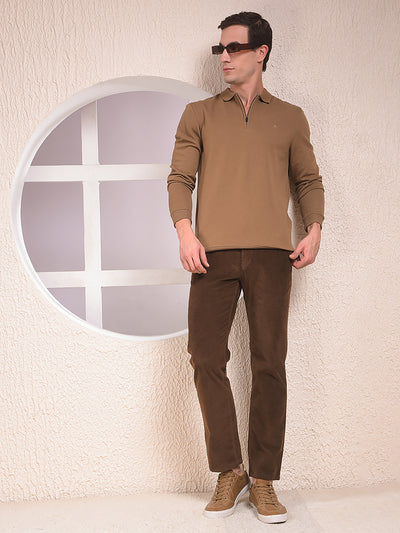 Brown Polo Neck Sweatshirt