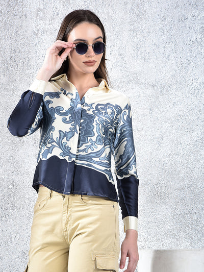 Azure Blossom Print Shirt