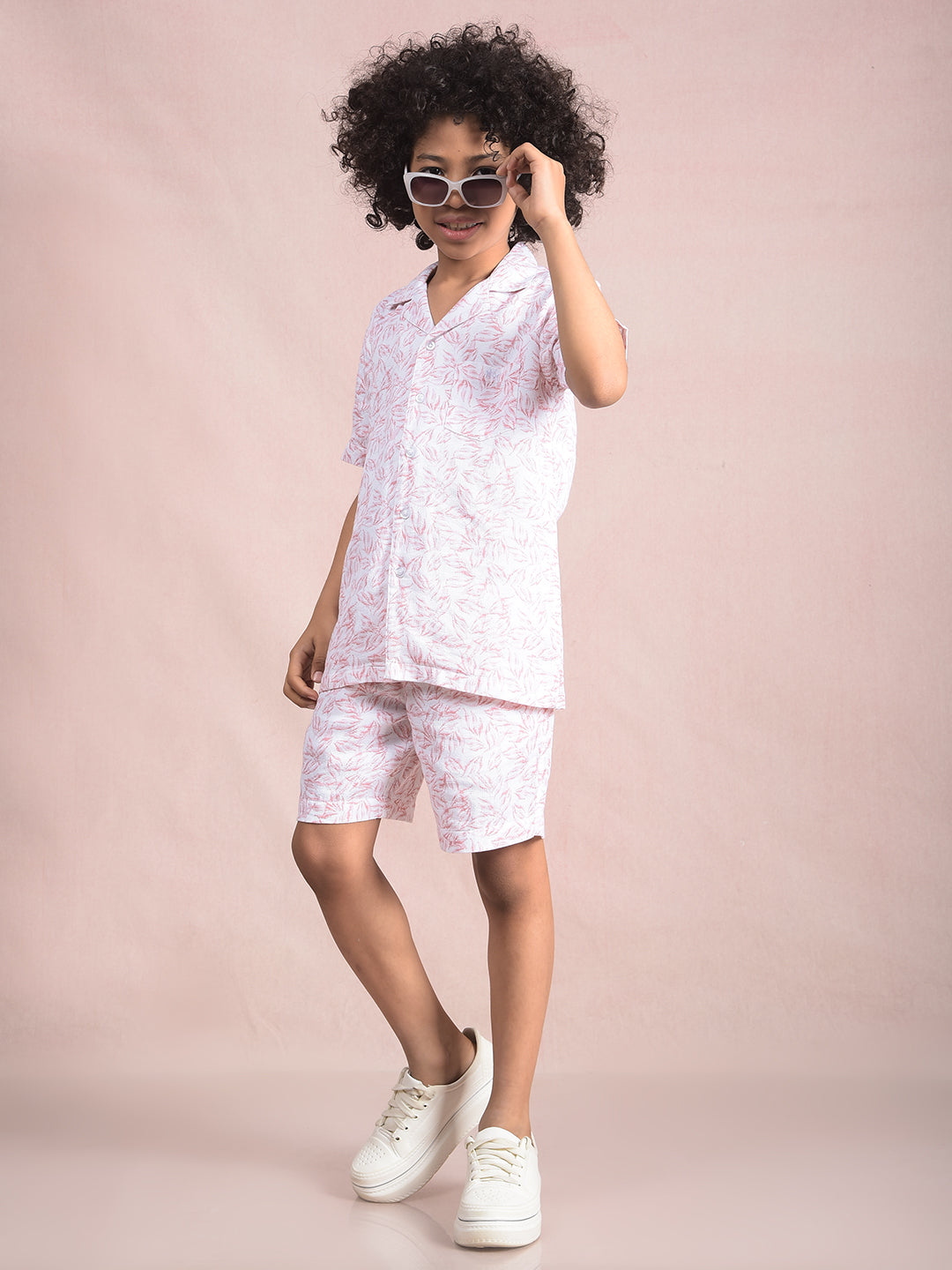 Peach Floral Print Shorts