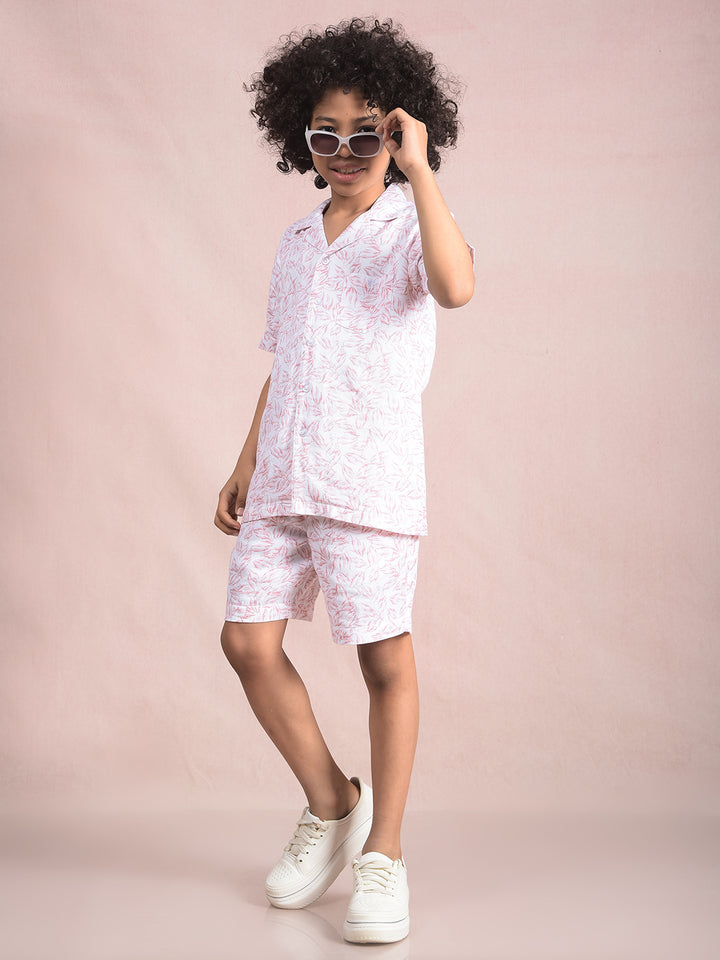 Peach Floral Print Shorts