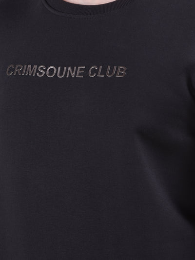 Classic Black Cotton Sweatshirt With Brand Logo