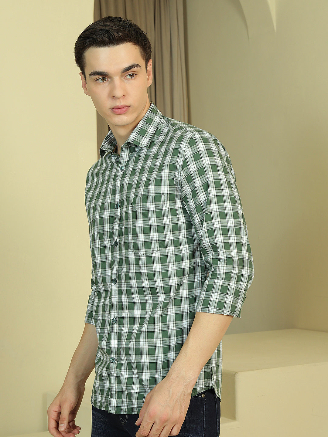 Green Checked 100% Cotton Shirt