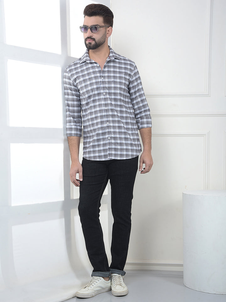 Onyx Grey Checked 100% Cotton Shirt
