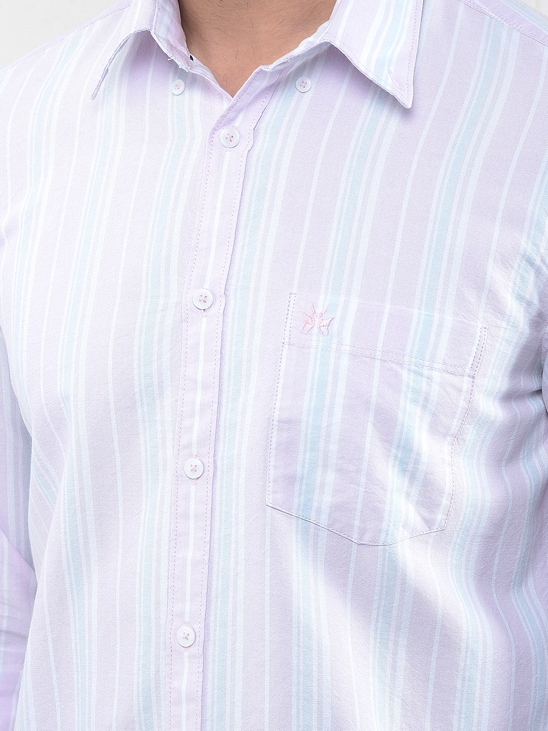 Pink Vertical Striped 100% Cotton Shirt