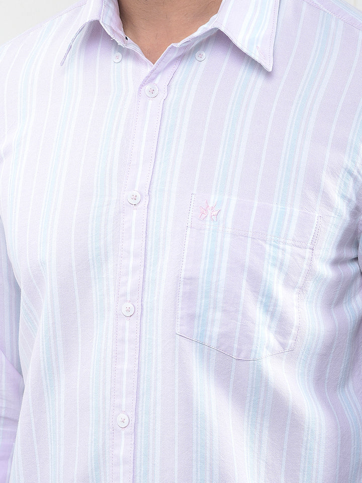 Pink Vertical Striped 100% Cotton Shirt