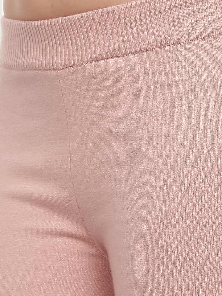 Pink Casual Knitted Trousers