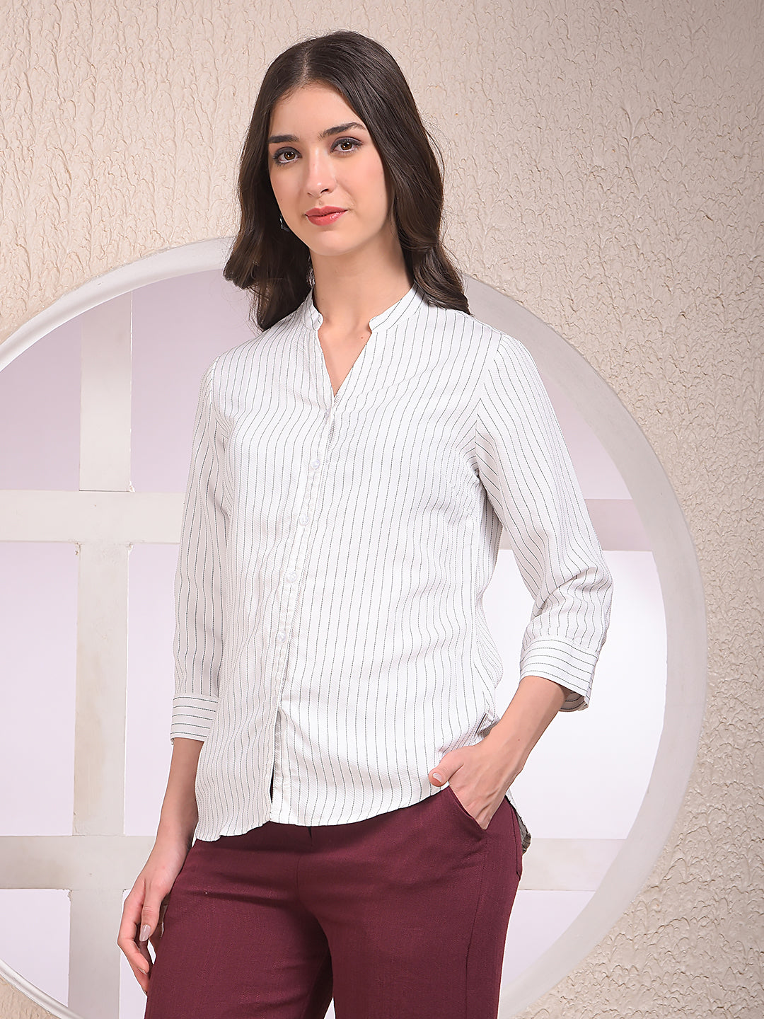 White Vertical Stripes Shirt