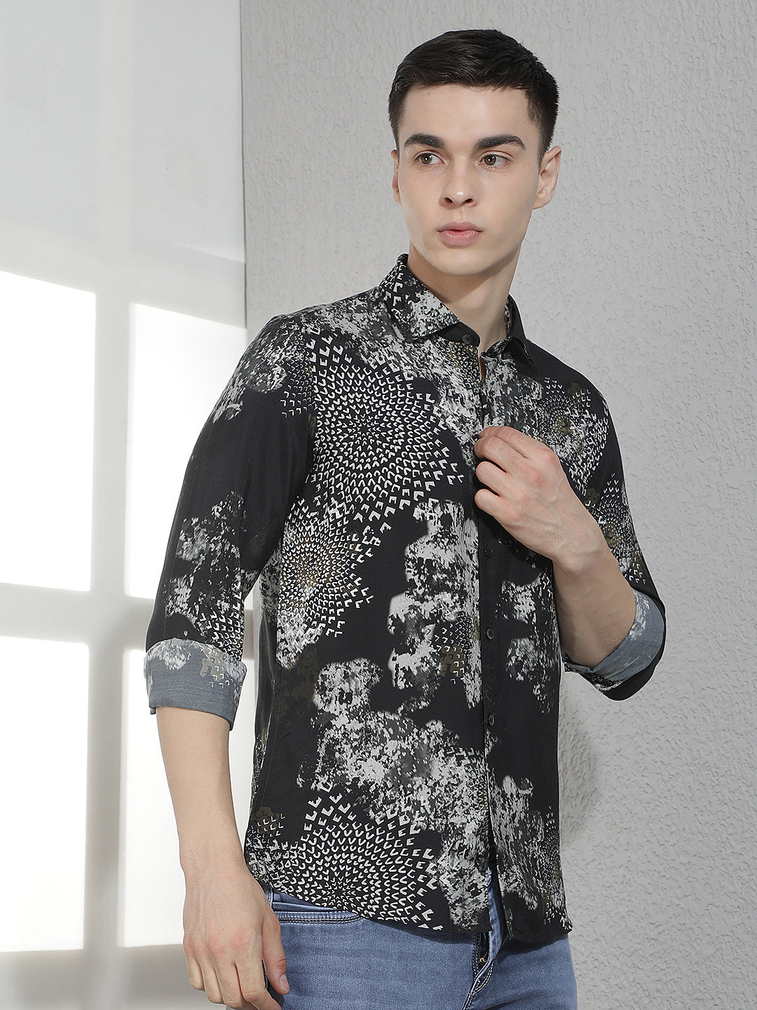 Black Printed Modal Shirt