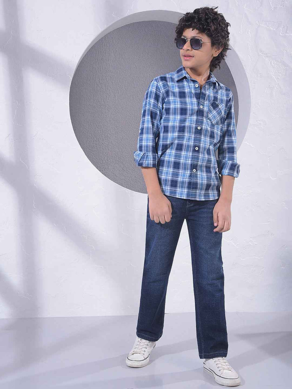 Blue Checked 100% Cotton Shirt