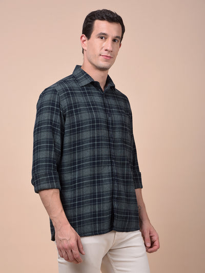 Green Checked 100% Cotton Shirt