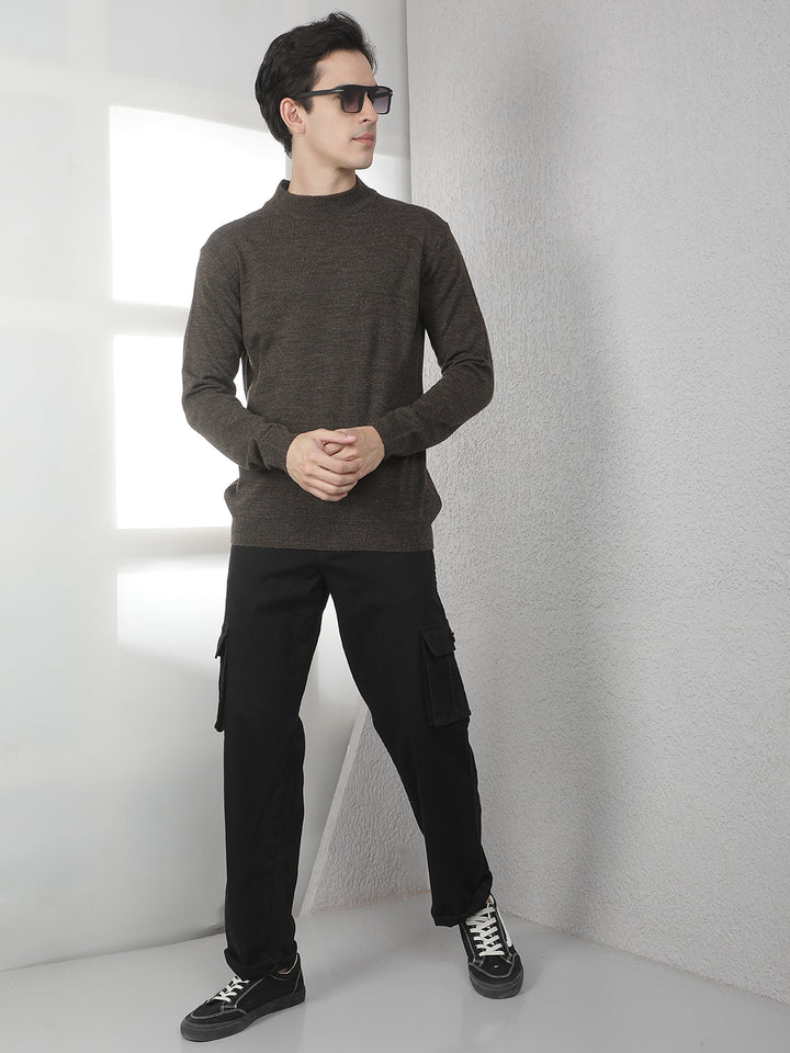 Brown High Neck Sweater