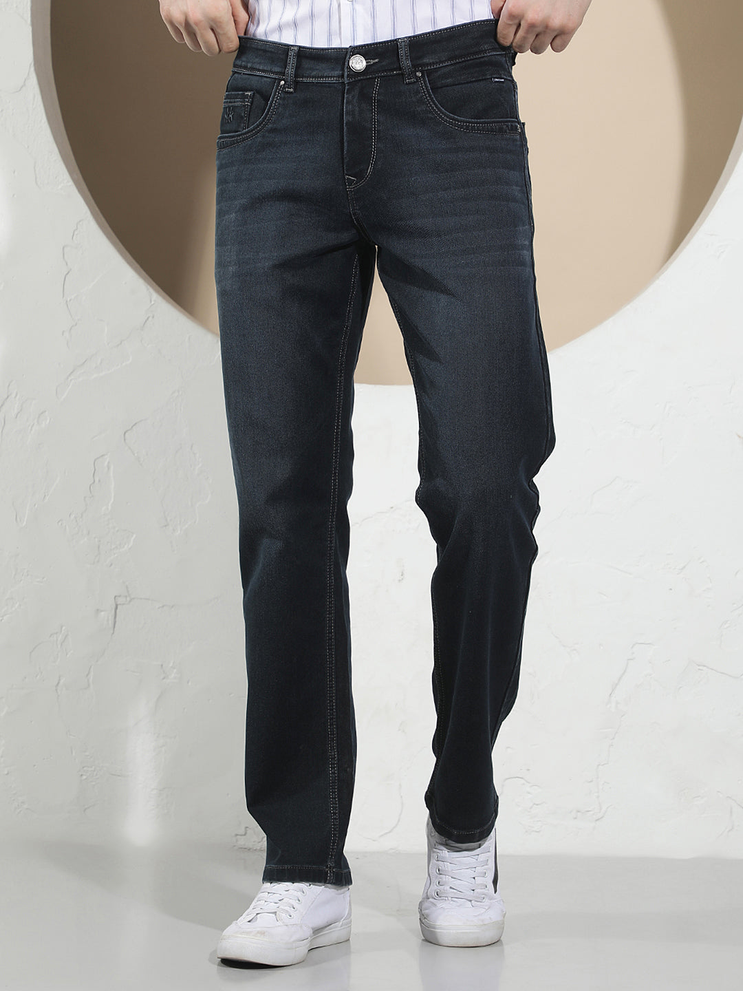 Navy Blue Straight Jeans