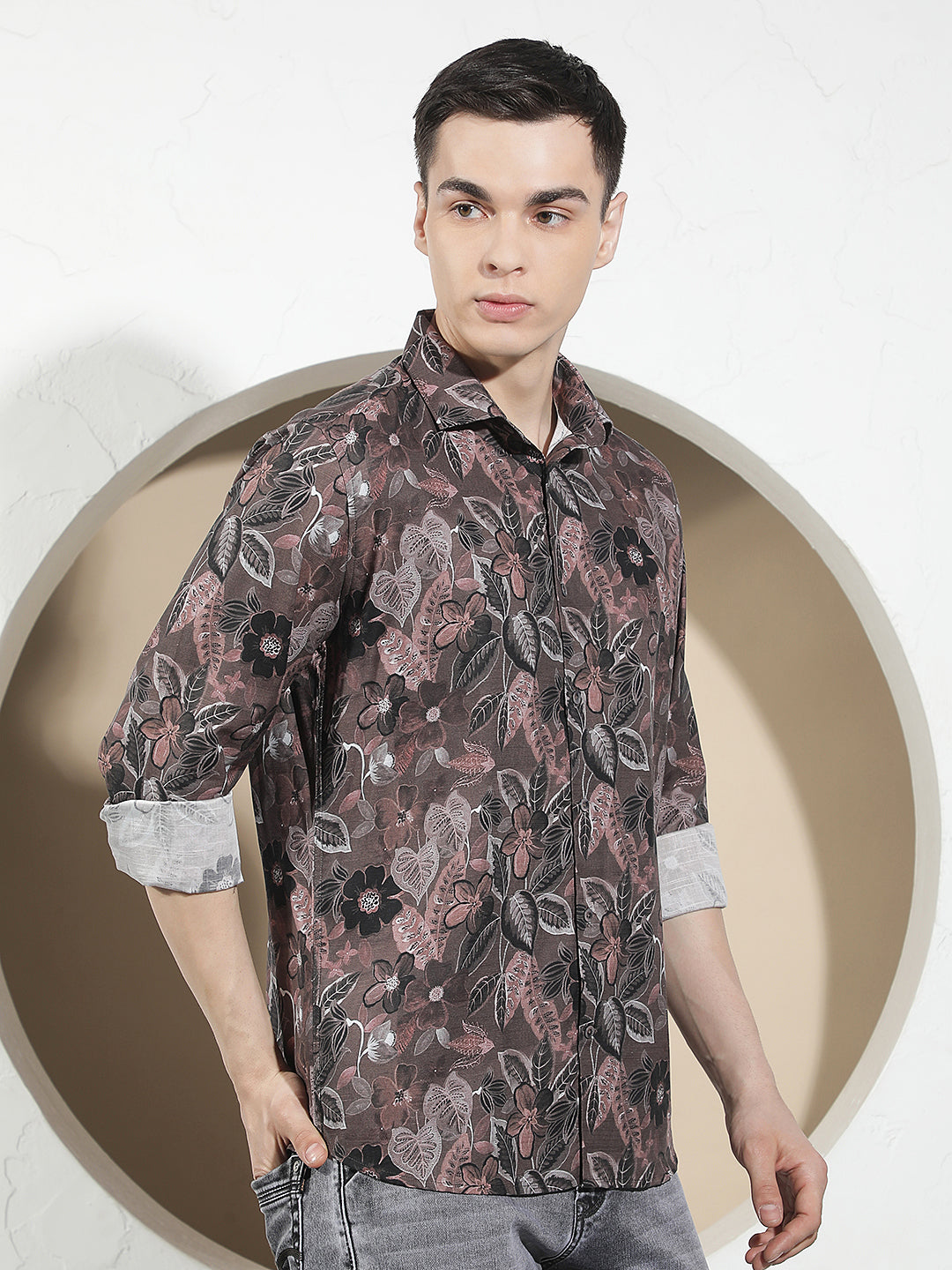 Purple Floral Print Shirt