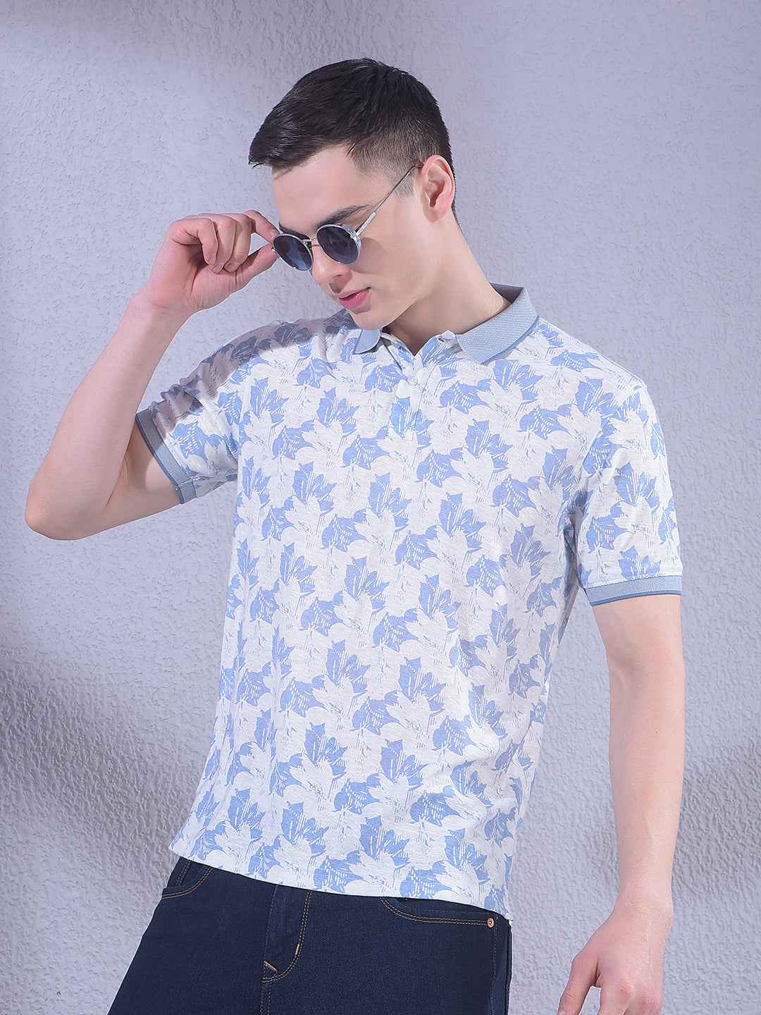 Blue Floral Print T-Shirt