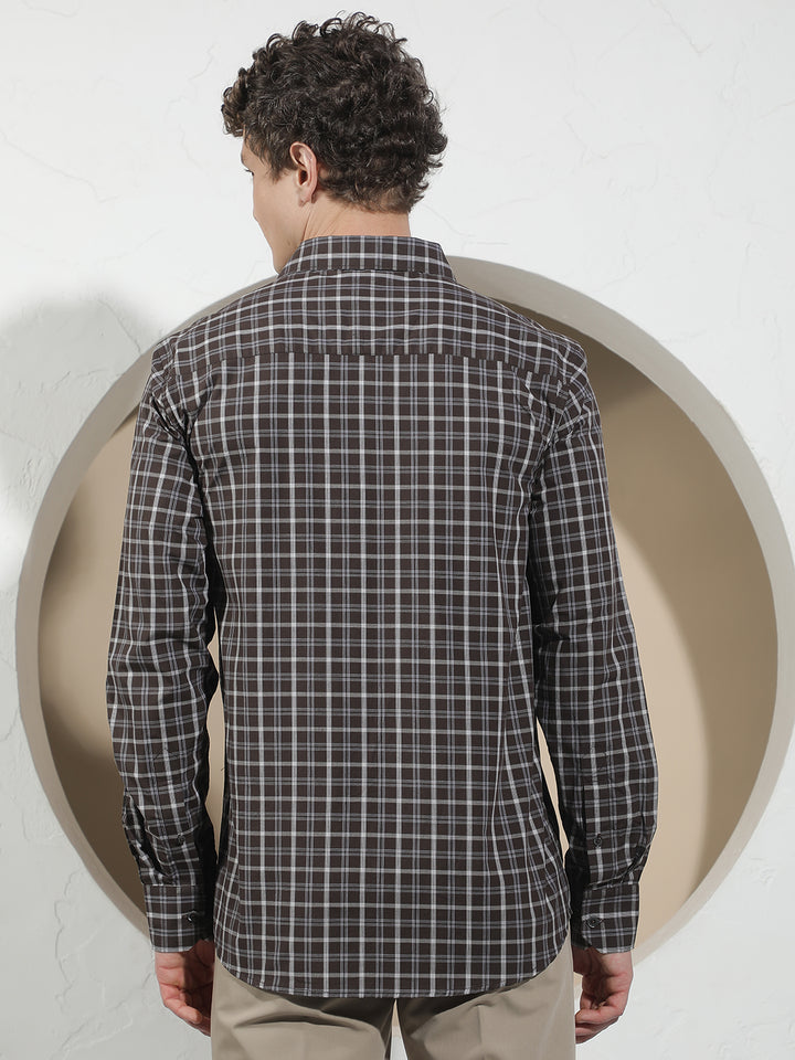 Wine Checked 100% Cotton Shirt