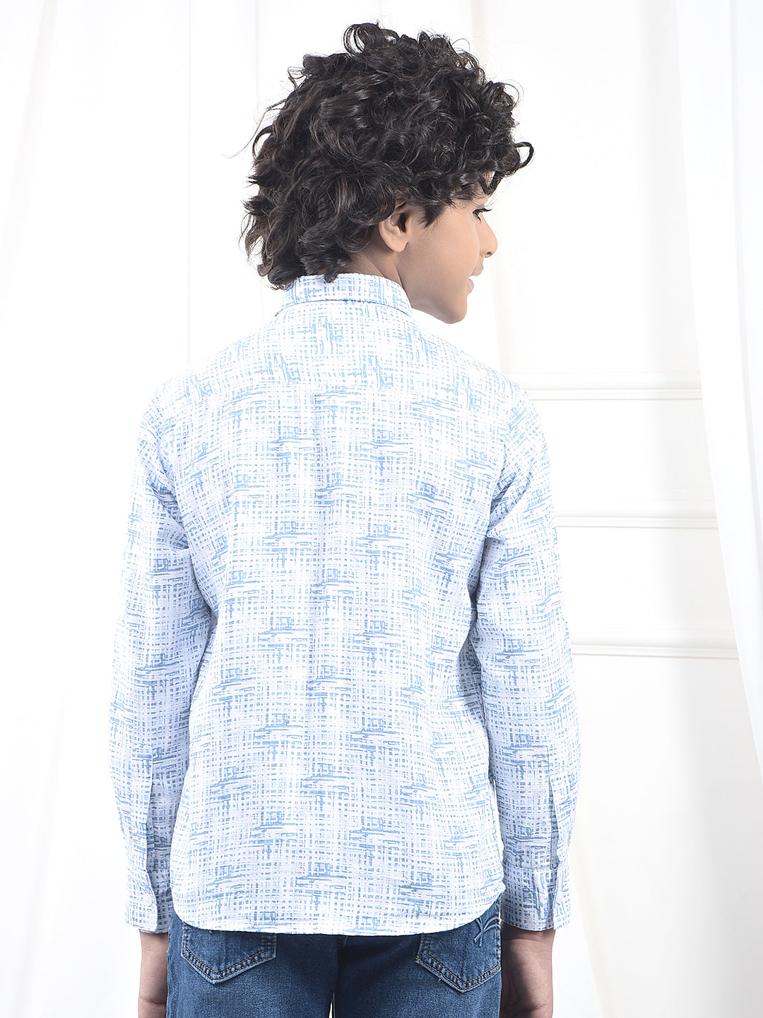 Blue Printed 100% Cotton Shirt